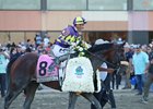 Baeza ridden by Hector Isaac Berrios won the $1,000,000 Grade 1 Pennsylvania Derby at Parx Racing in Bensalem, Pennsylvania on September 23, 2023. Photo By Ryan Denver/EQUI-PHOTO