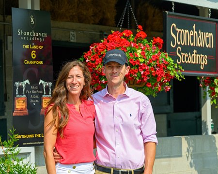 Leah and Aidan O'Meara with Stonehaven Steadings at Keeneland September
