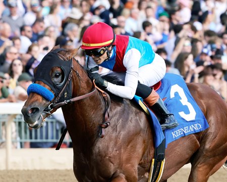 Barnes vanquishes the field by 8 1/4 lengths in the Perryville Stakes at Keeneland