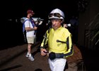 Frankie Dettori heads out of the jockeys room before finishing 3rd on Aspect Island in the Juvenile Turf Sprint
Del Mar 31.10.25 Pic: Edward Whitaker