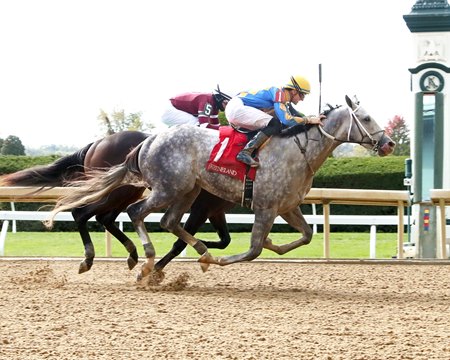 Time for Music wins a maiden race at Keeneland