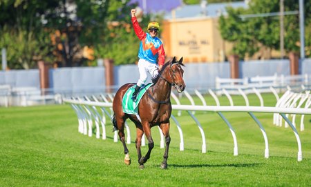 Zac Purton and Ka Ying Rising gallop back after winning the 2025 The Everest at Randwick Racecourse