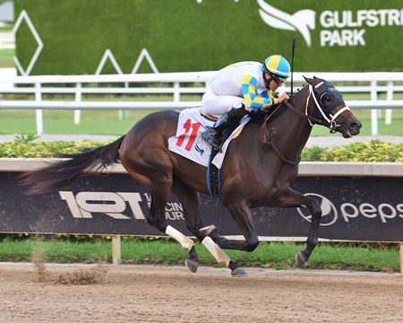 Khozalite wins the Florida Sire Affirmed Stakes at Gulfstream Park