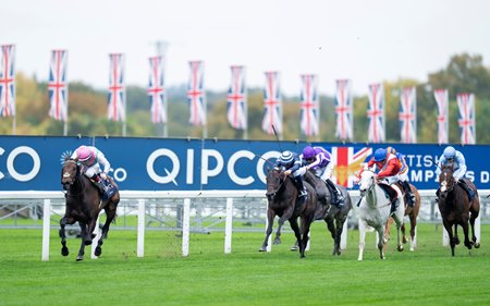 Kalpana scores a second consecutive win in the British Champions Fillies & Mares Stakes at Ascot Racecourse