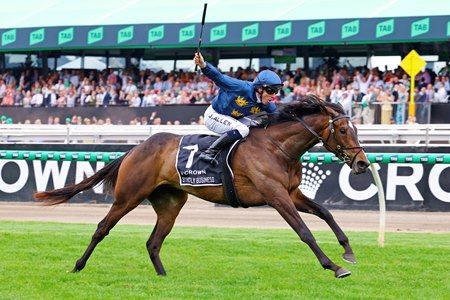 Strictly Business wins the VRC Oaks at Flemington Racecourse