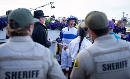 Frankie Dettori after his last North American start in the 2025 Breeders' Cup Mile at Del Mar
