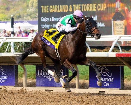 Scylla comes home strong to take the Breeders' Cup Distaff at Del Mar