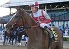 Fully Subscribed wins the 2025 Mother Goose Stakes at Aqueduct Racetrack