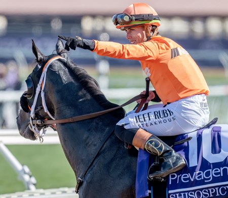 Irad Ortiz Jr. after winning the Breeders' Cup Turf Sprint aboard Shisospicy at Del Mar
