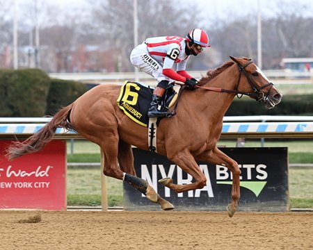 Fully Subscribed wins the Comely Stakes at Aqueduct Racetrack