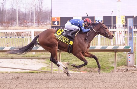 Just Philtored wins the Maryland Juvenile Filly Stakes at Laurel Park