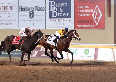 Mister Omaha holds off Classy Empire in the Jim Thorpe Stakes at Remington Park 