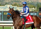 Nysos and jockey Flavien Prat, right, battle Nevada Beach and Juan Hernandez, left, and go on to win the Grade II $200,000 Laffit Pincay Jr. Stakes Sunday, December 28, 2025, opening day of the Santa Anita Park  meet.
Benoit Photo