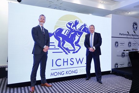 (From left): Darragh O’Loughlin and Winfried Engelbrecht-Bresges at the International Conference on the Health, Safety and Welfare of Jockeys