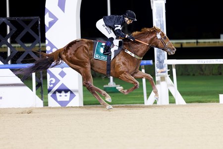 El Nasseeb wins the Dubawi Stakes at Meydan Racecourse