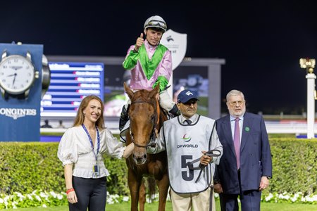 Fort George after winning the Dubai Millennium Stakes at Meydan Racecourse