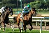 Augustin Stables’ Mrs. Astor and jockey Umberto Rispoli, right, win a close photo over Thebestisyettobe (Kazushi Kimura up), outside, to win the $100,000 Astra Stakes Monday, January 19, 2026 at Santa Anita Park, Arcadia, CA.
 Benoit Photo