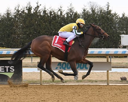 Interstatelovesong wins a 2025 maiden special weight at Aqueduct Racetrack