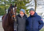 From left, Simply in Front, handler Sophie Aird, and consigner Richard G. Hogan.
Keeneland January Horses of All Ages Sale at Keeneland near Lexington, Ky., on Jan. 11, 2026.