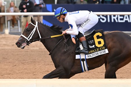 Solitude Dude wins the Swale Stakes at Gulfstream Park