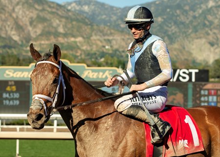 Meaning after winning the Las Virgenes Stakes at Santa Anita Park