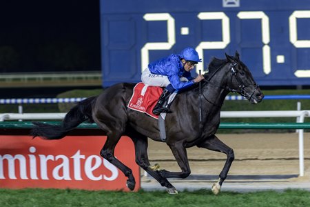 Rebel's Romance draws clear in the Dubai City of Gold at Meydan Racecourse