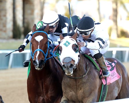 Will Take It (inside) wins the Fifth Season Stakes at Oaklawn Park