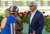 Magnier, Smith and Tabor’s Plutarch and jockey Florent Geroux, right, outfinish Intrepid (Hector I. Berrios up), left, to win the Grade III $100,000 Robert B. Lewis Stakes Saturday February 7, 2026 at Santa Anita Park, Arcadia, CA.   Trainer Bob Baffert, right, and jockey Geroux savor the win after the race.
Benoit Photo