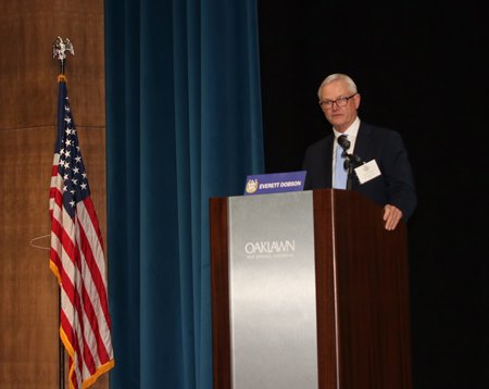Everett Dobson delivers the keynote address at the National HBPA conference March 4 at Oaklawn Park