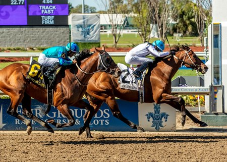 Touchuponastar hits the wire first in the New Orleans Classic Stakes at Fair Grounds Race Course