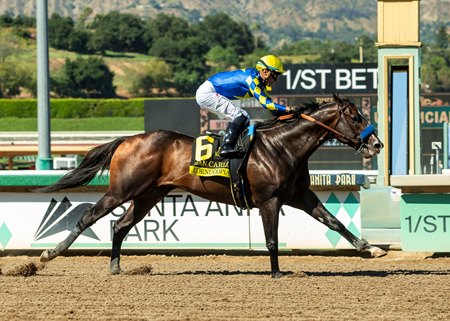 Cornucopian wins the San Carlos Stakes at Santa Anita Park
