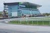 Work continues April 28 on the new Belmont Park grandstand, which is nearing completion