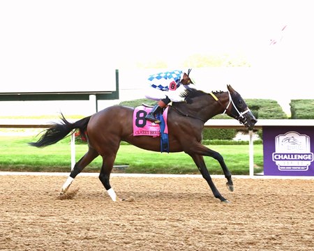 Claret Beret wins the Apple Blossom Handicap at Oaklawn Park