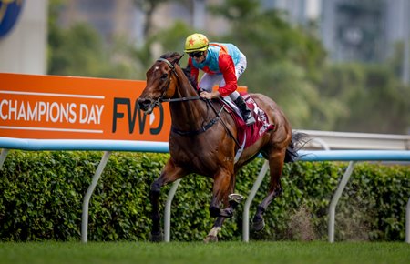 Ka Ying Rising cruises in the Chairman's Sprint Prize at Sha Tin Racecourse