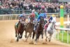 White Abarrio wins the 2026 Oaklawn Handicap at Oaklawn Park