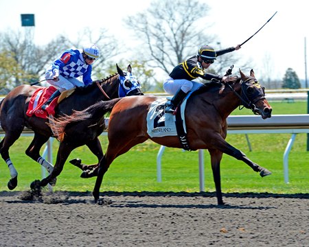 Hootenanny breaks his maiden in a 2014 2-year-old race at Keeneland