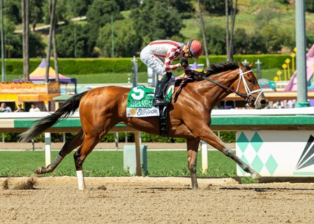 Meaning wins the Santa Anita Oaks at Santa Anita Park