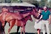 Linda and Leverett Miller with So Divine and her foal So Charming, the fourth dam and third dam, respectively, of Santa Anita Derby winner So Happy