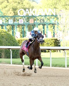 Claret Beret wins the Apple Blossom Handicap at Oaklawn Park