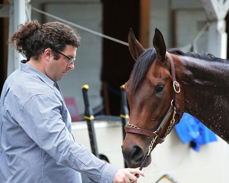 Trainer Saffie Joseph Jr. with My Miss Mo at Churchill Downs