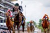 R Disaster with jockey Tyler Gaffalione wins the Derby City Distaff at Churchill Downs in Louisville, Ky., on May 2, 2026.
