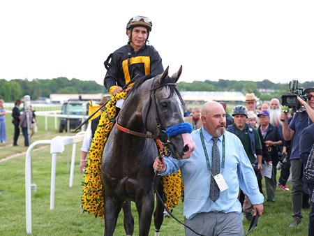 Paco Lopez after winning the Preakness Stakes at Laurel Park