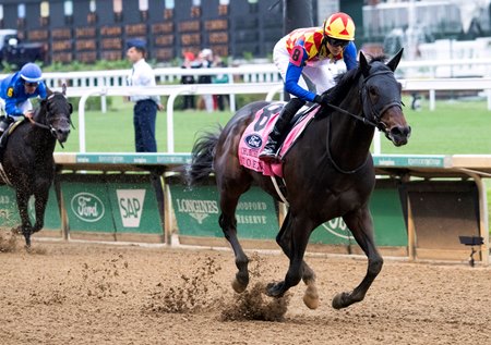 T O Elvis pulls away to win the Churchill Downs Stakes at Churchill Downs