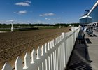The sun shines on the Laurel Park finish line May 15