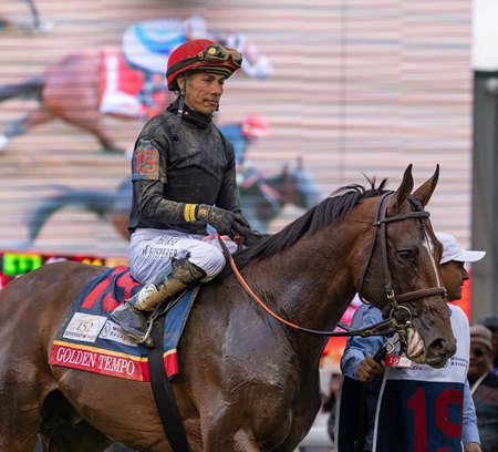 Jose Ortiz is scheduled to ride Kentucky Derby winner Golden Tempo in the Belmont Stakes