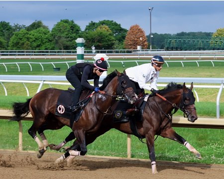 Golden Tempo (inside) works with So Sandy May 23 at Keeneland