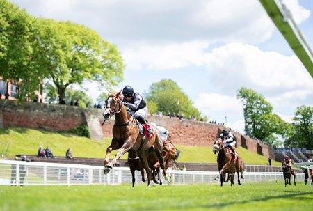 Adonius wins a conditions race at Chester Racecourse