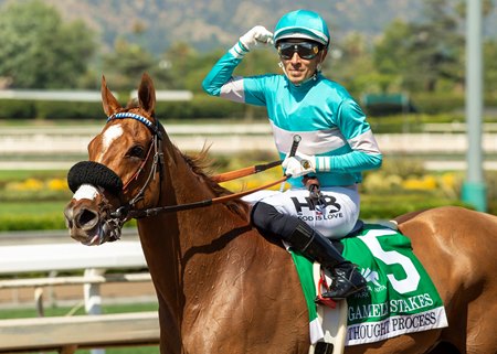 Thought Process after her victory in the Gamely Stakes at Santa Anita Park