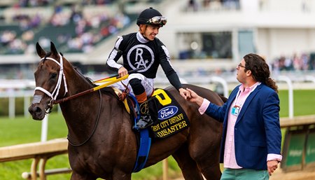 R Disaster after winning the Derby City Distaff Stakes at Churchill Downs