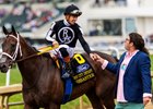 R Disaster with jockey Tyler Gaffalione wins the Derby City Distaff at Churchill Downs in Louisville, Ky., on May 2, 2026.